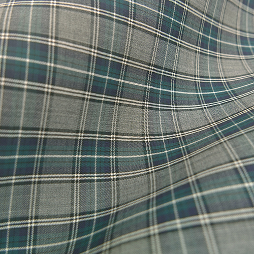 Tartan Check Forest Green Grey Melange Twill 100 Merino Onyx small